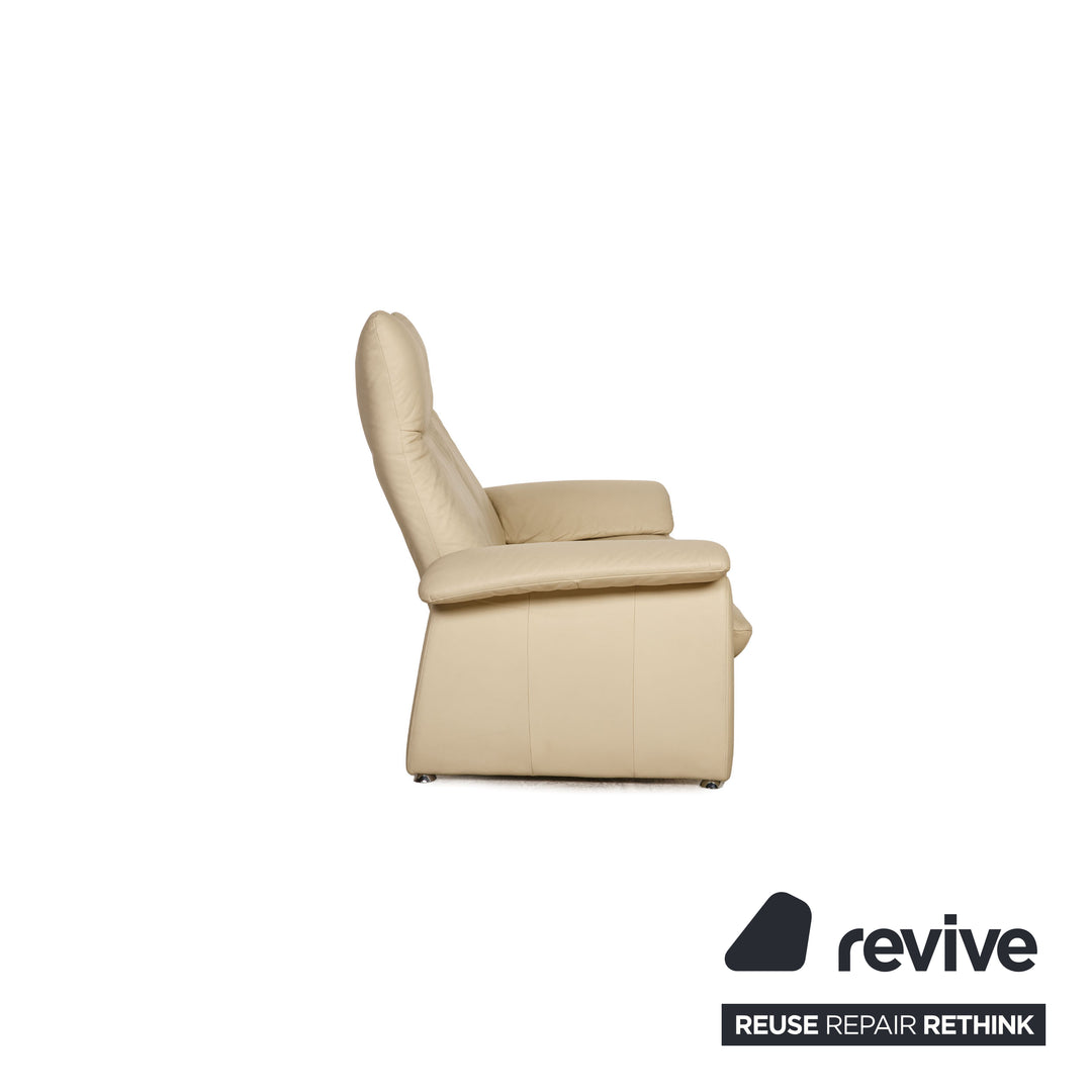 Laaus leather two-seater cream sofa couch