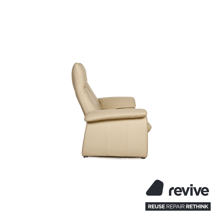 Laaus leather two-seater cream sofa couch