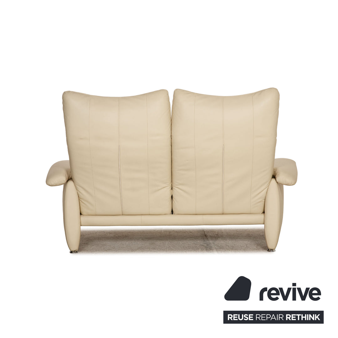 Laaus leather two-seater cream sofa couch