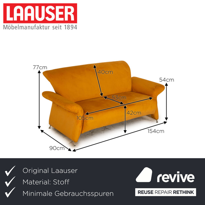 Laauser Fabric Two Seater Yellow Gold Sofa Couch
