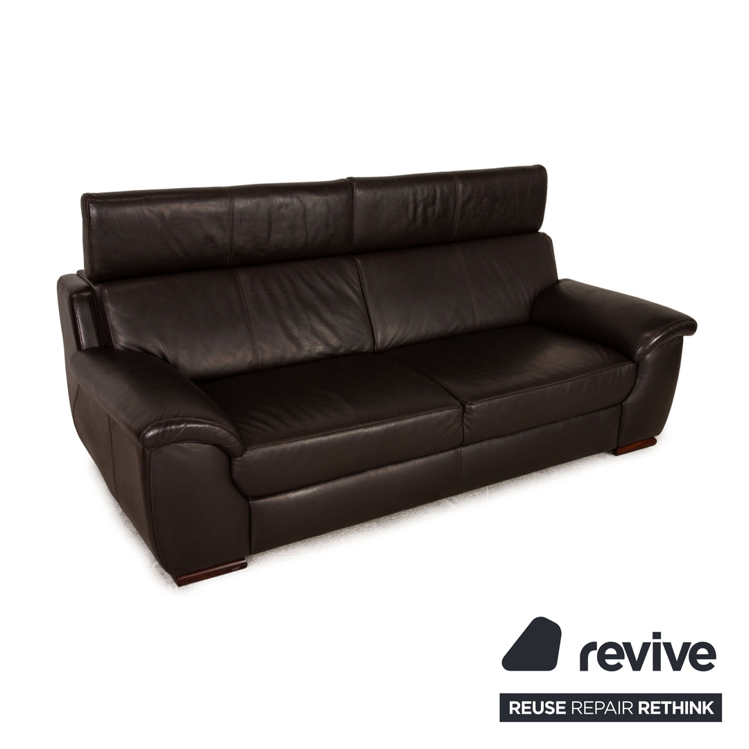 Lederland Leder Dreisitzer Dunkelbraun Couch Sofa