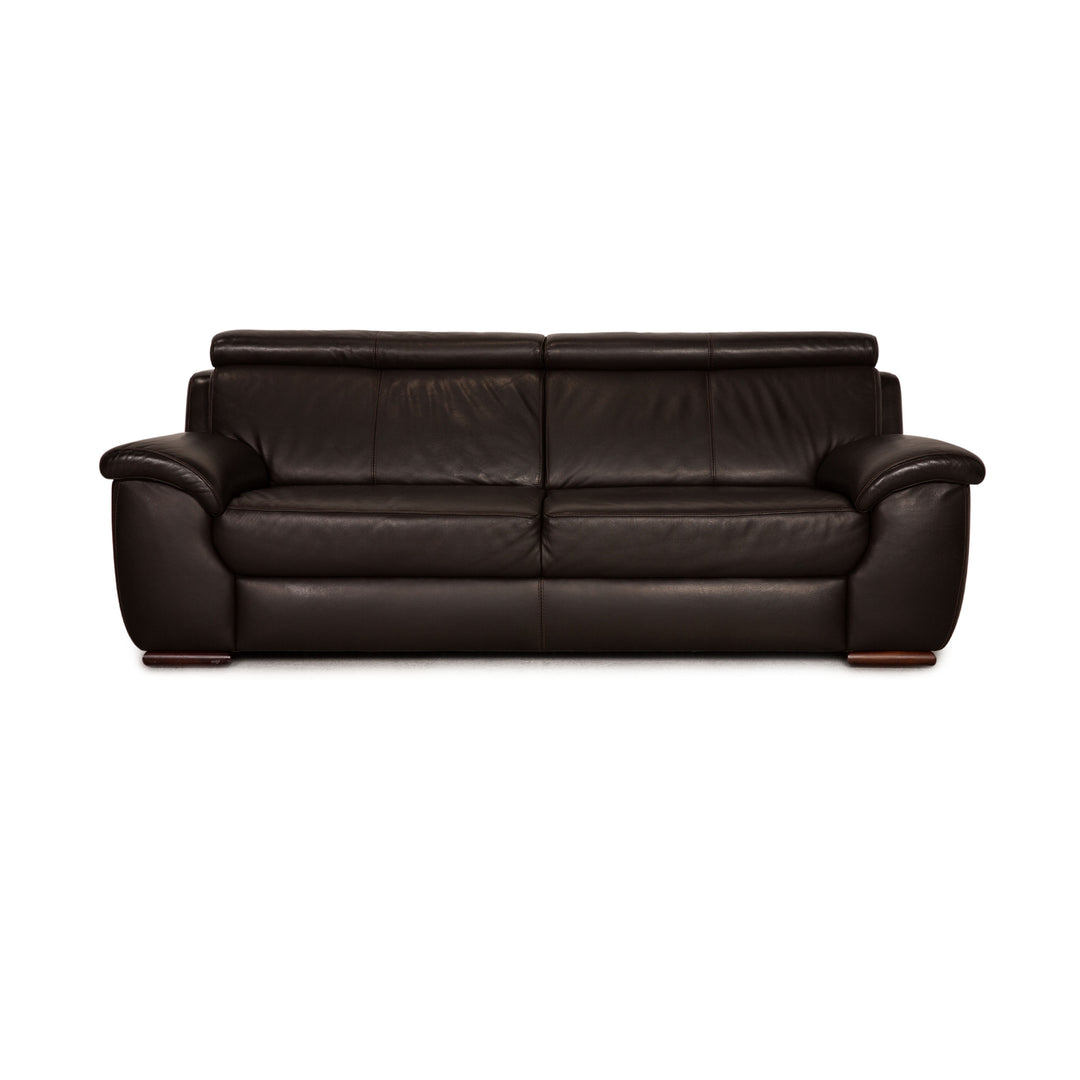 Lederland Leder Dreisitzer Dunkelbraun Couch Sofa