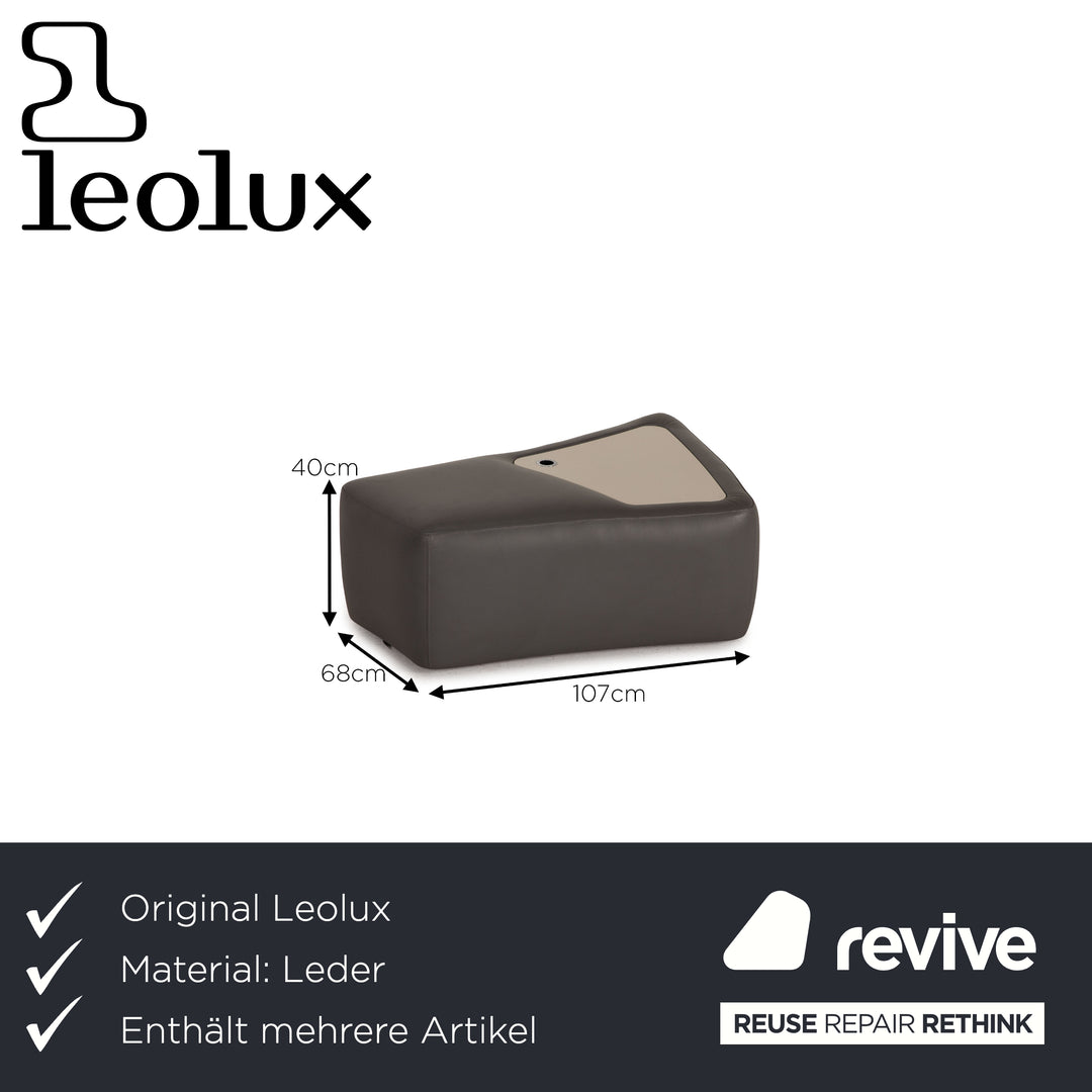 Leolux Archipelago ensemble de canapé en cuir gris canapé d'angle tabouret canapé