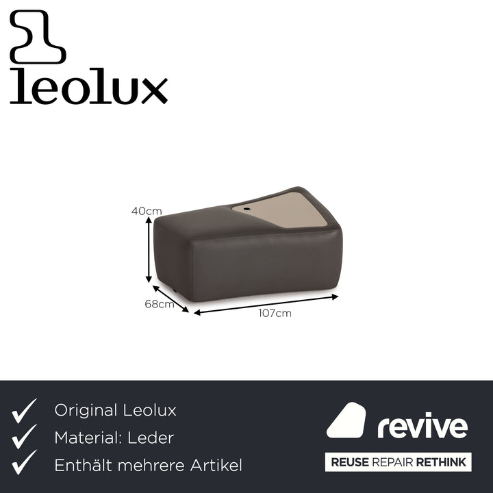 Leolux Archipelago ensemble de canapé en cuir gris canapé d'angle tabouret canapé