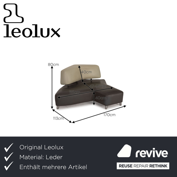 Leolux Archipelago ensemble de canapé en cuir gris canapé d'angle tabouret canapé