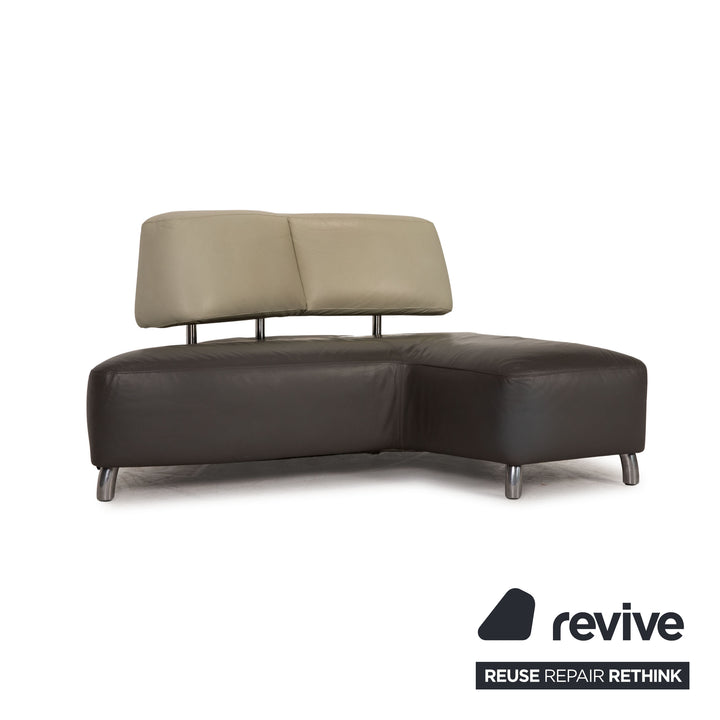 Leolux Archipelago ensemble de canapé en cuir gris canapé d'angle tabouret canapé