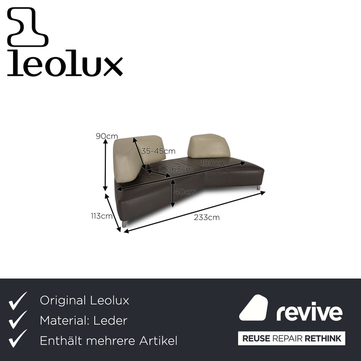 Leolux Archipelago ensemble de canapé en cuir gris canapé d'angle tabouret canapé