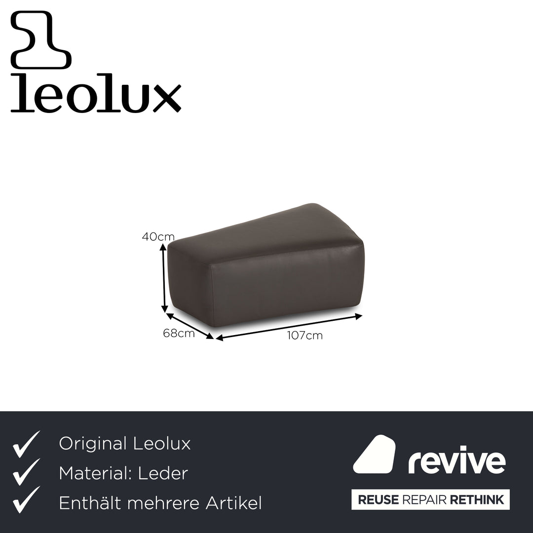 Leolux Archipelago ensemble de canapé en cuir gris canapé d'angle tabouret canapé