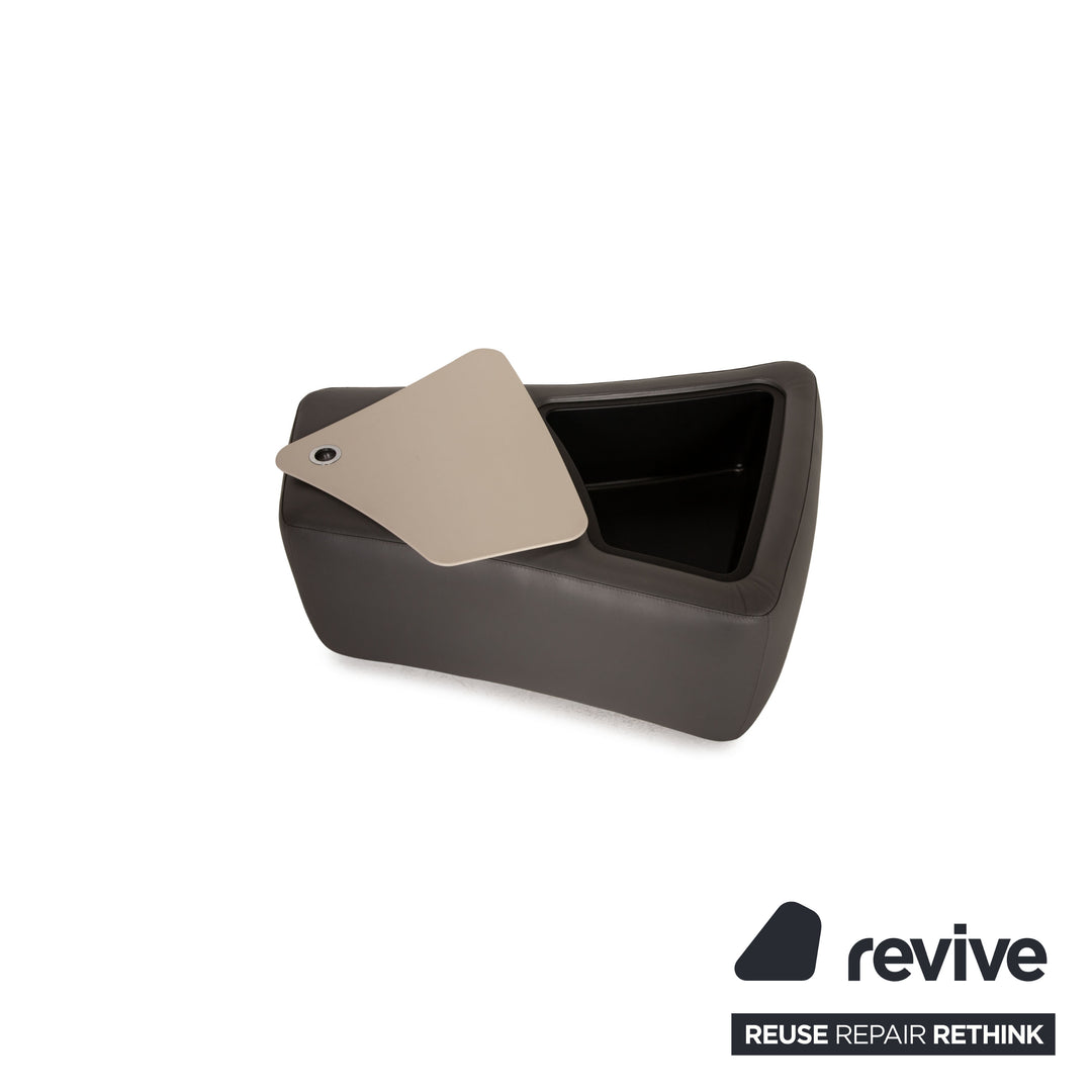 Leolux Archipelago ensemble de canapé en cuir gris canapé d'angle tabouret canapé