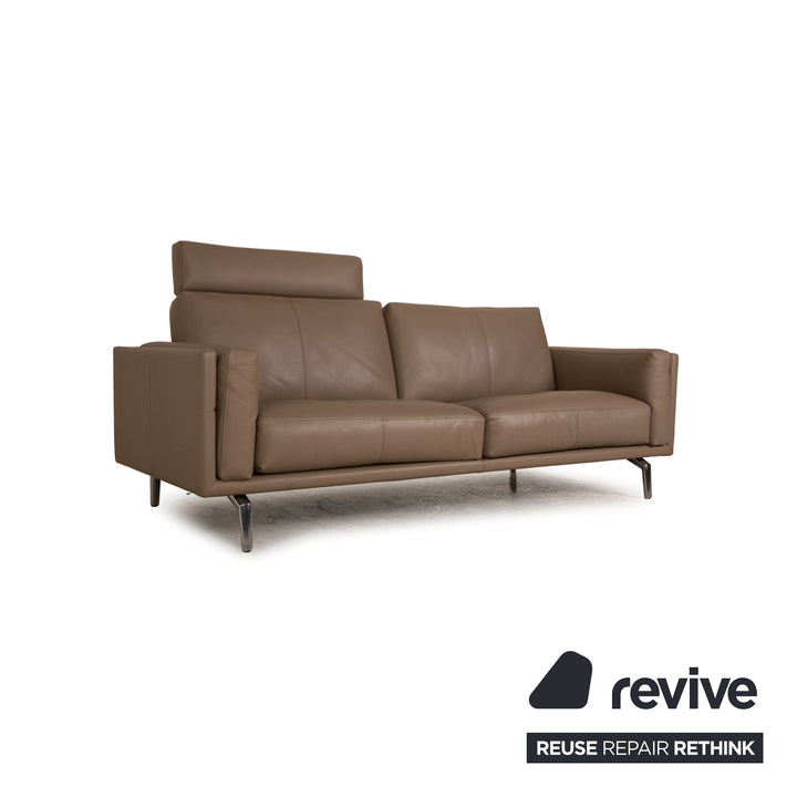 Leolux Bellice Leather Three Seater Gray Sofa Couch