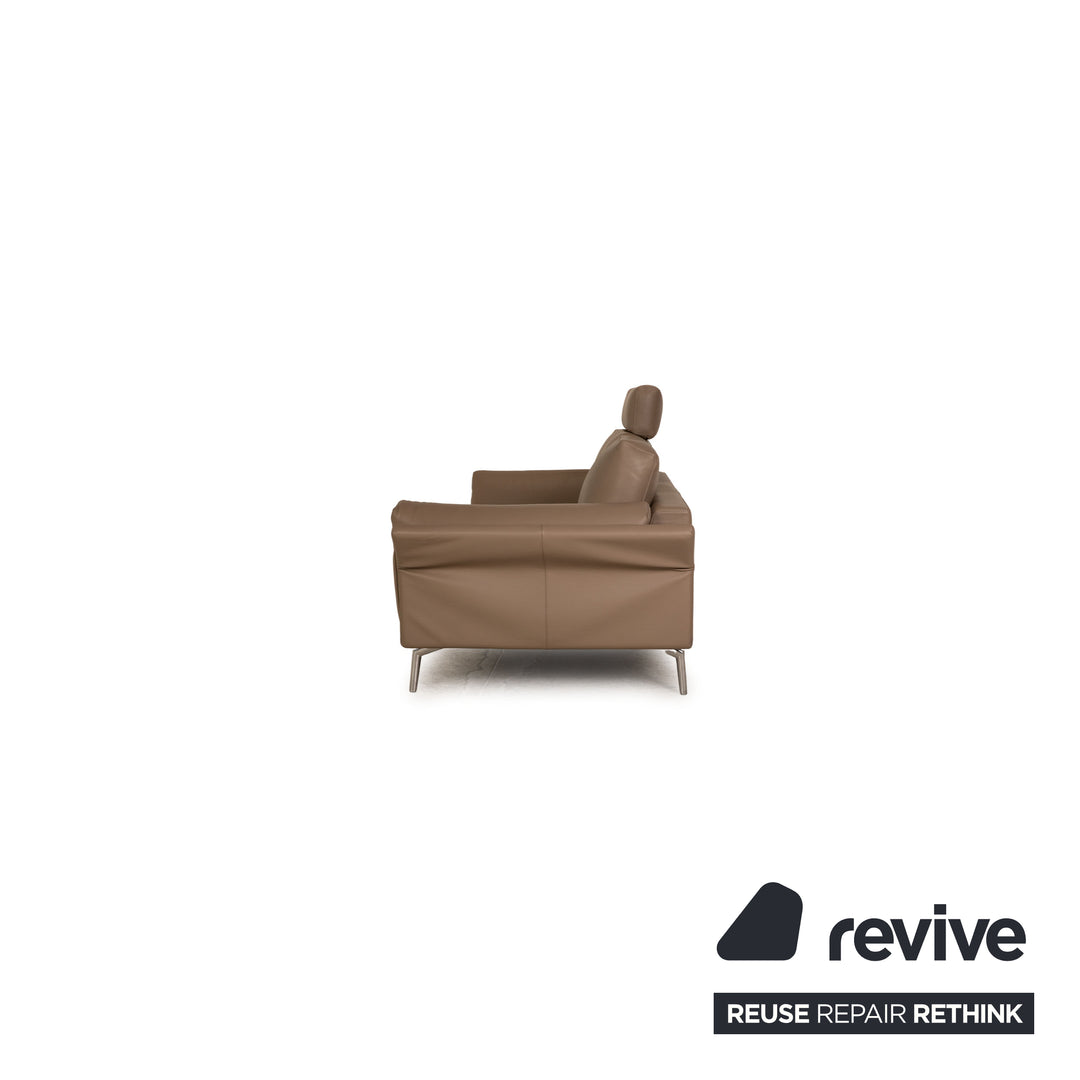 Leolux Bellice Leather Three Seater Gray Sofa Couch