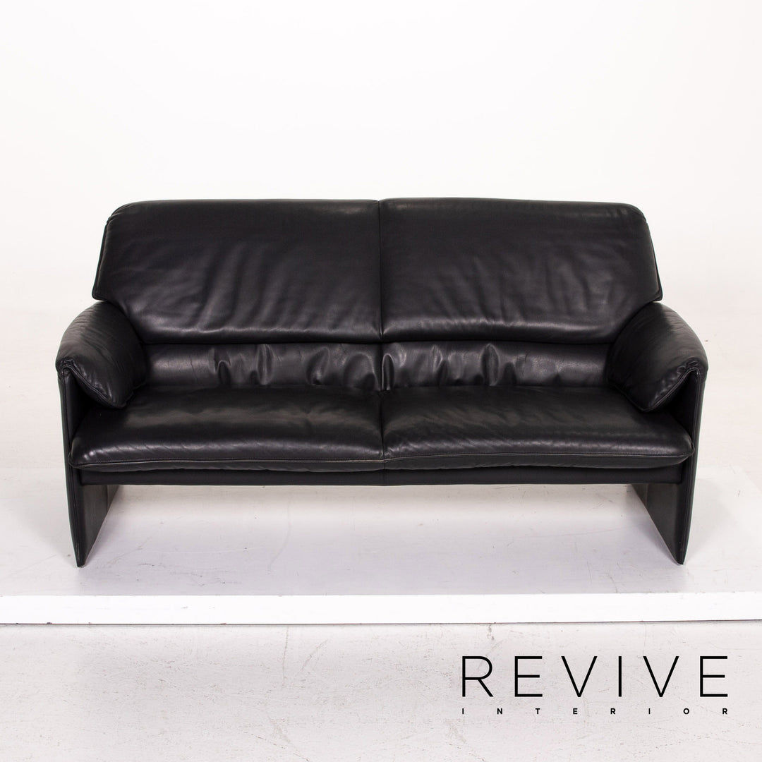 Leolux Bora Leder Sofa Schwarz Zweisitzer Couch #14830