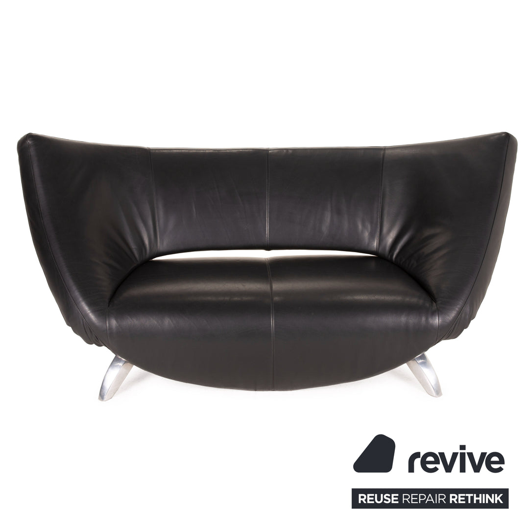 Leolux Danaide Leder Sofa Schwarz Zweisitzer Funktion Couch