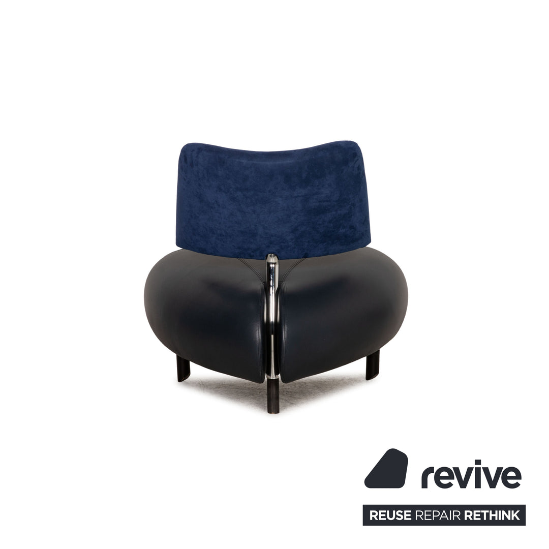 Leolux Pallone leather armchair set blue fabric anthracite