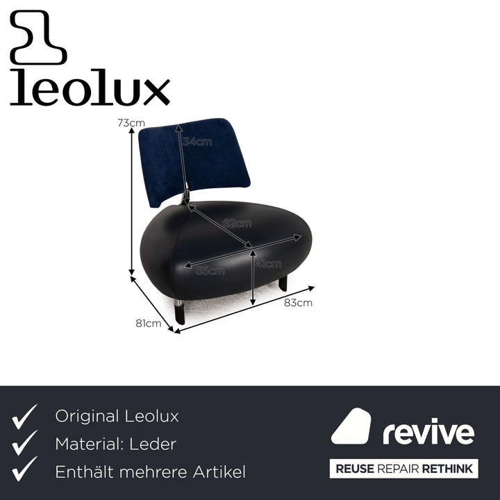 Leolux Pallone leather armchair set blue fabric anthracite