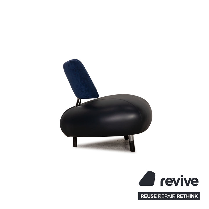 Leolux Pallone leather armchair set blue fabric anthracite