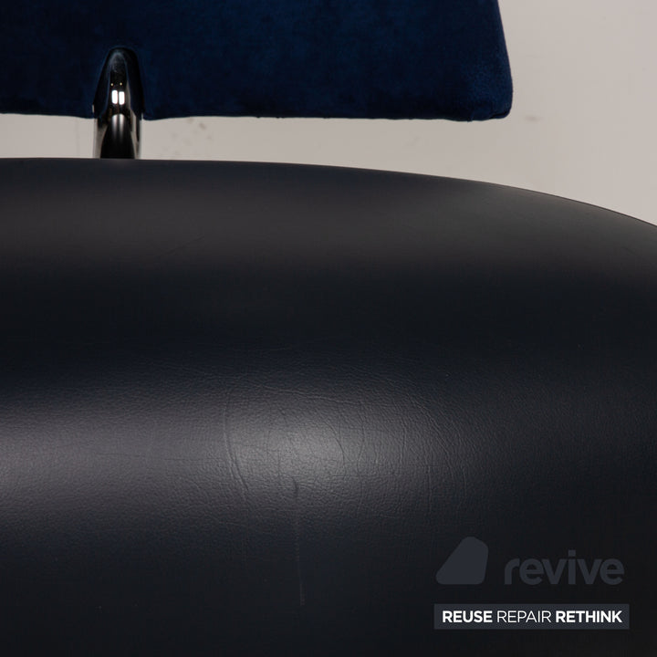 Leolux Pallone leather armchair set blue fabric anthracite