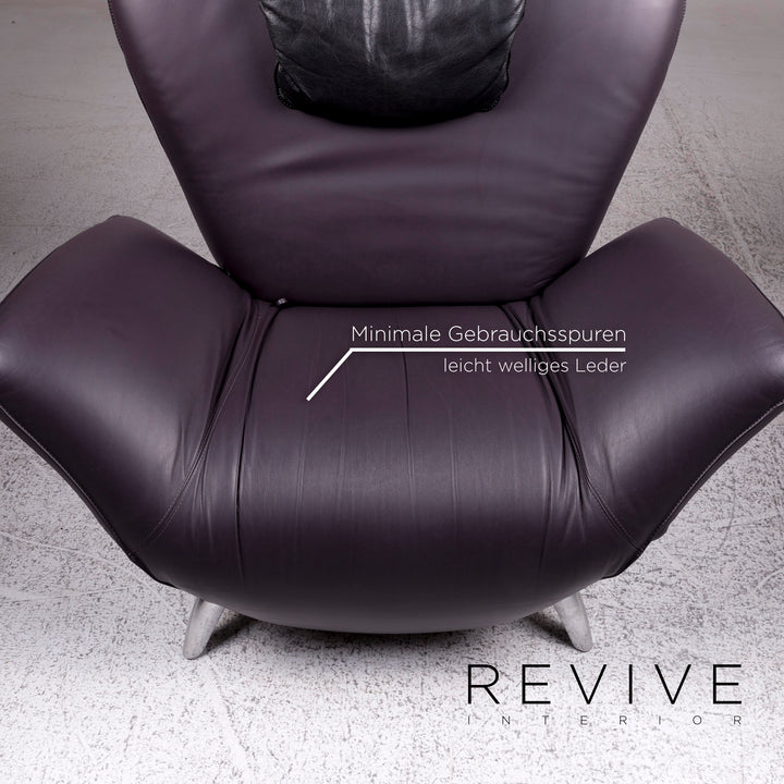 Leolux Panta Rhei Fauteuil Cuir Aubergine Violet Fonction Électrique Fonction #10172