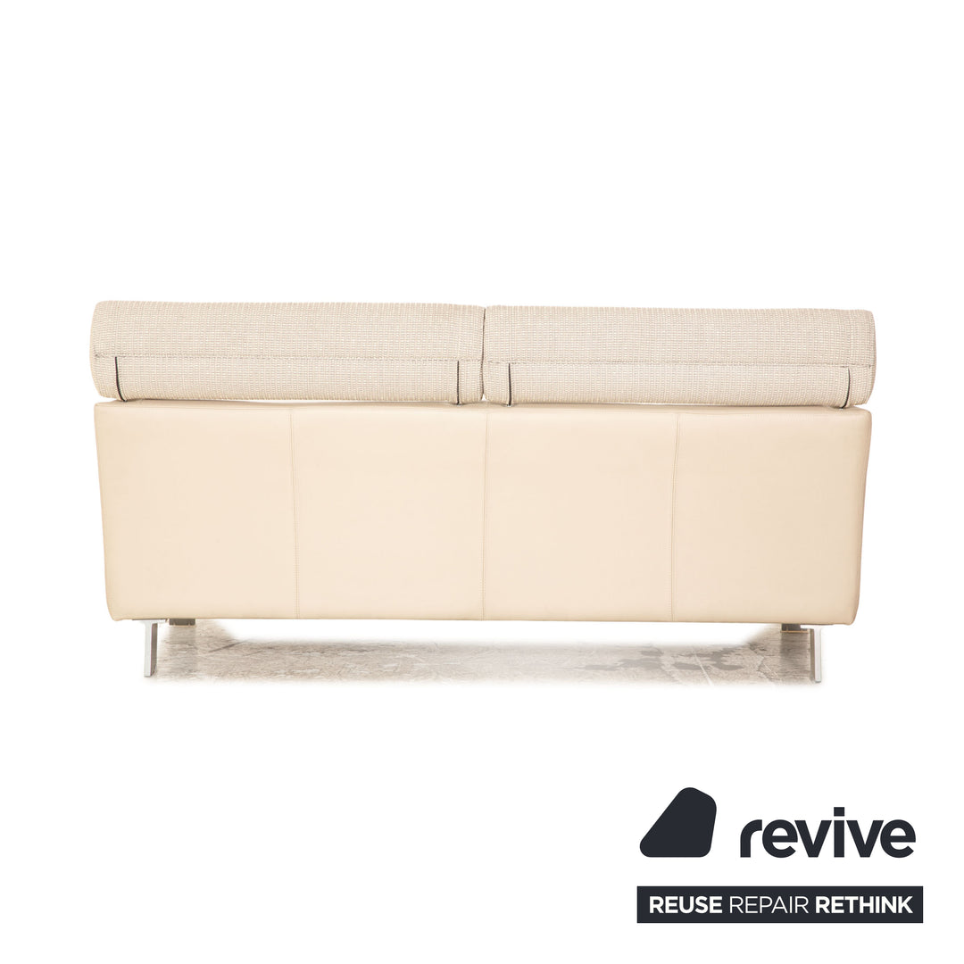 Leolux Patachou Leder Dreisitzer Beige Sofa Couch