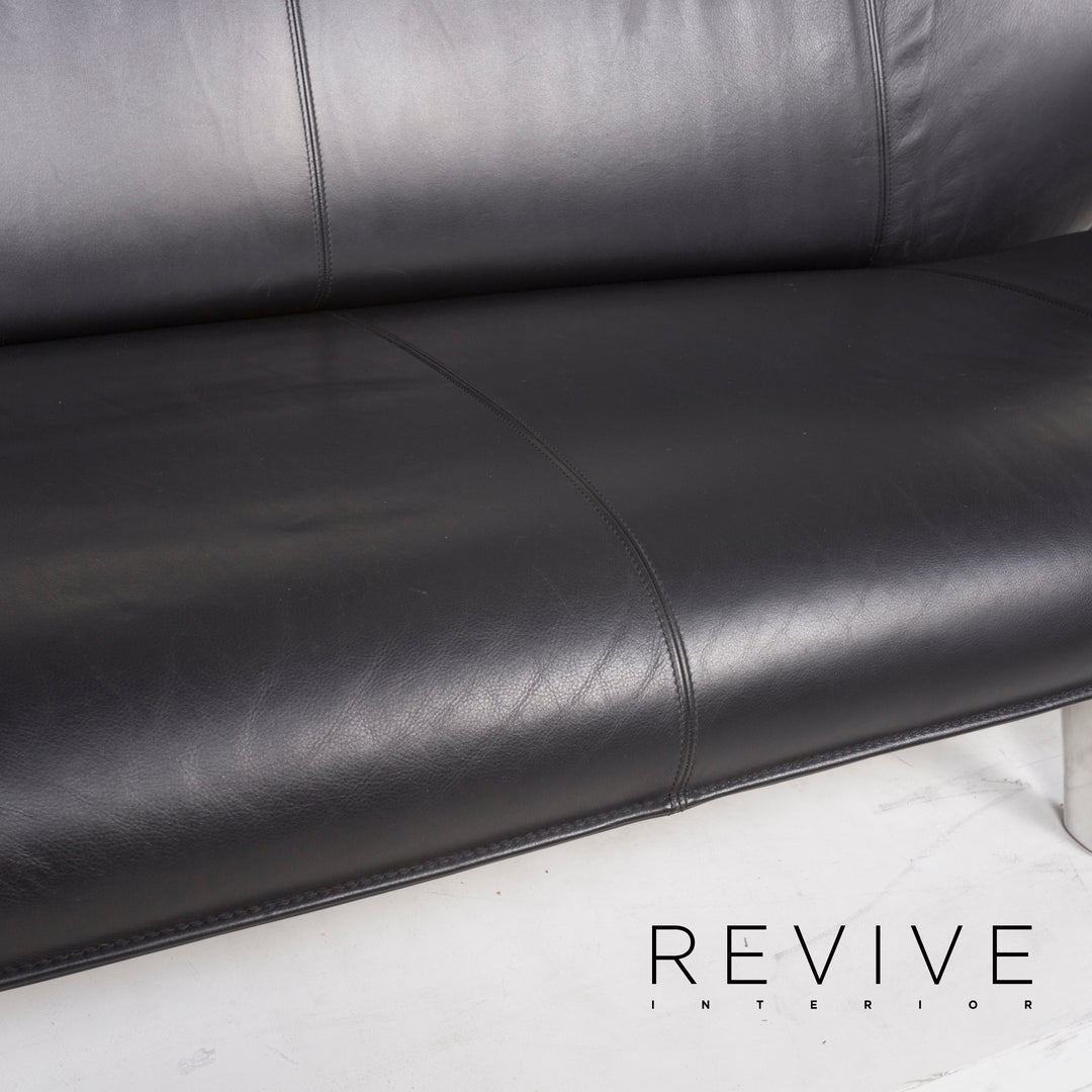 Leolux Tango Leder Sofa Schwarz Zweisitzer #13095