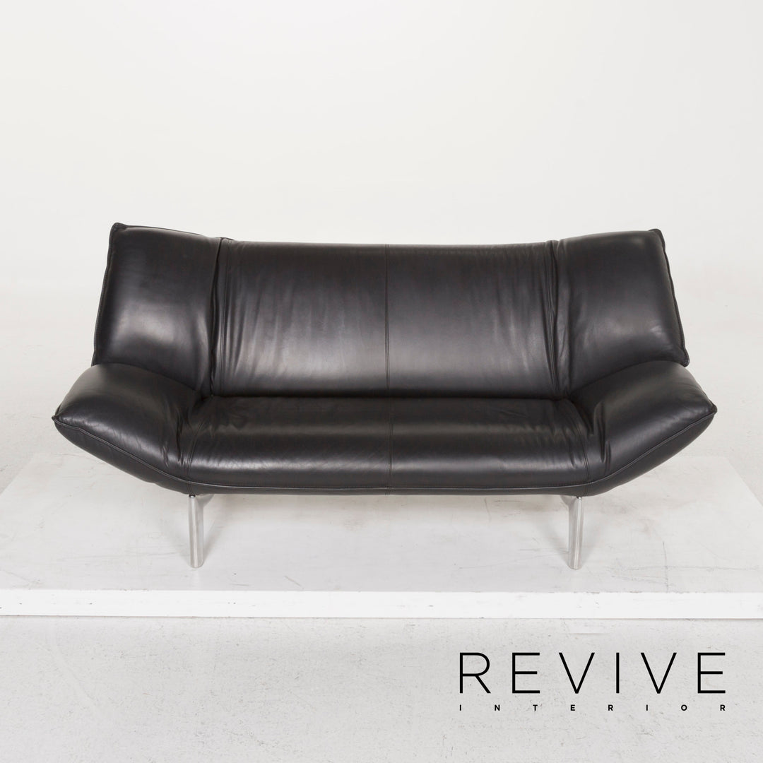Leolux Tango Leder Sofa Schwarz Zweisitzer #13095