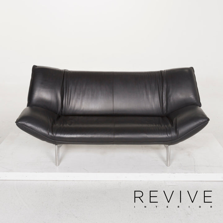 Leolux Tango Leder Sofa Schwarz Zweisitzer #13095