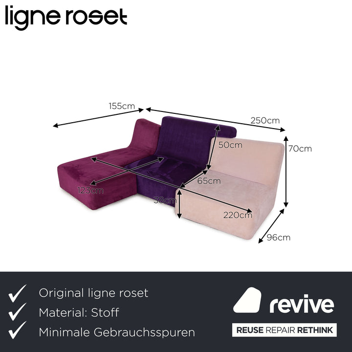 ligne roset Confluences fabric corner sofa purple sofa couch modern