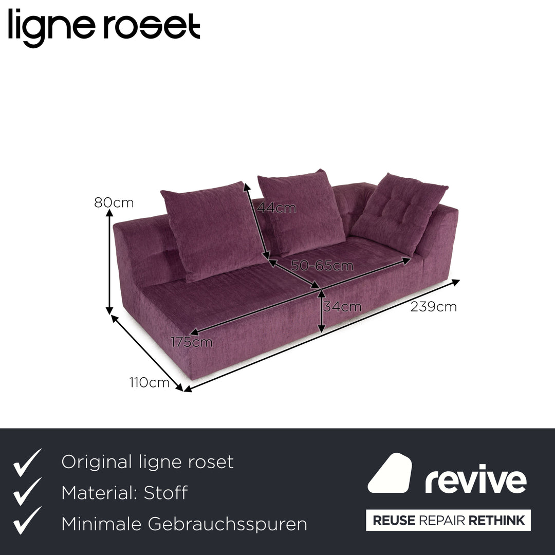ligne roset EXCLUSIF Canapé 2 Places 3 Places en Tissu Violet Violet Canapé Méridienne
