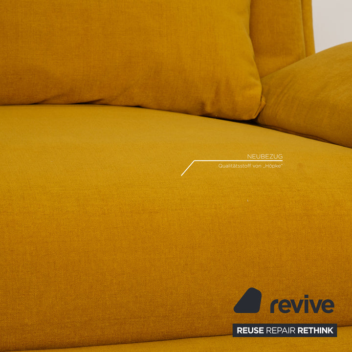 ligne roset Multy Stoff Dreisitzer Gelbgrün Sofa Couch Funktion Schlaffunktion Neubezug