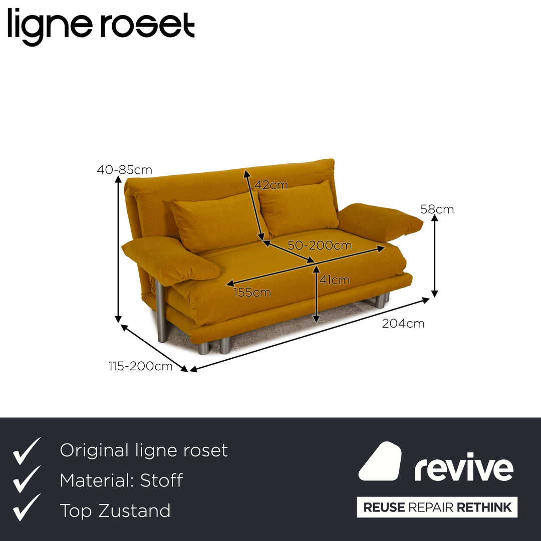ligne roset Multy Stoff Dreisitzer Gelbgrün Sofa Couch Funktion Schlaffunktion Neubezug