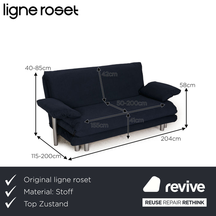 Ligne roset Canapé en tissu Multy bleu canapé 3 places fonction couchage nouvelle housse