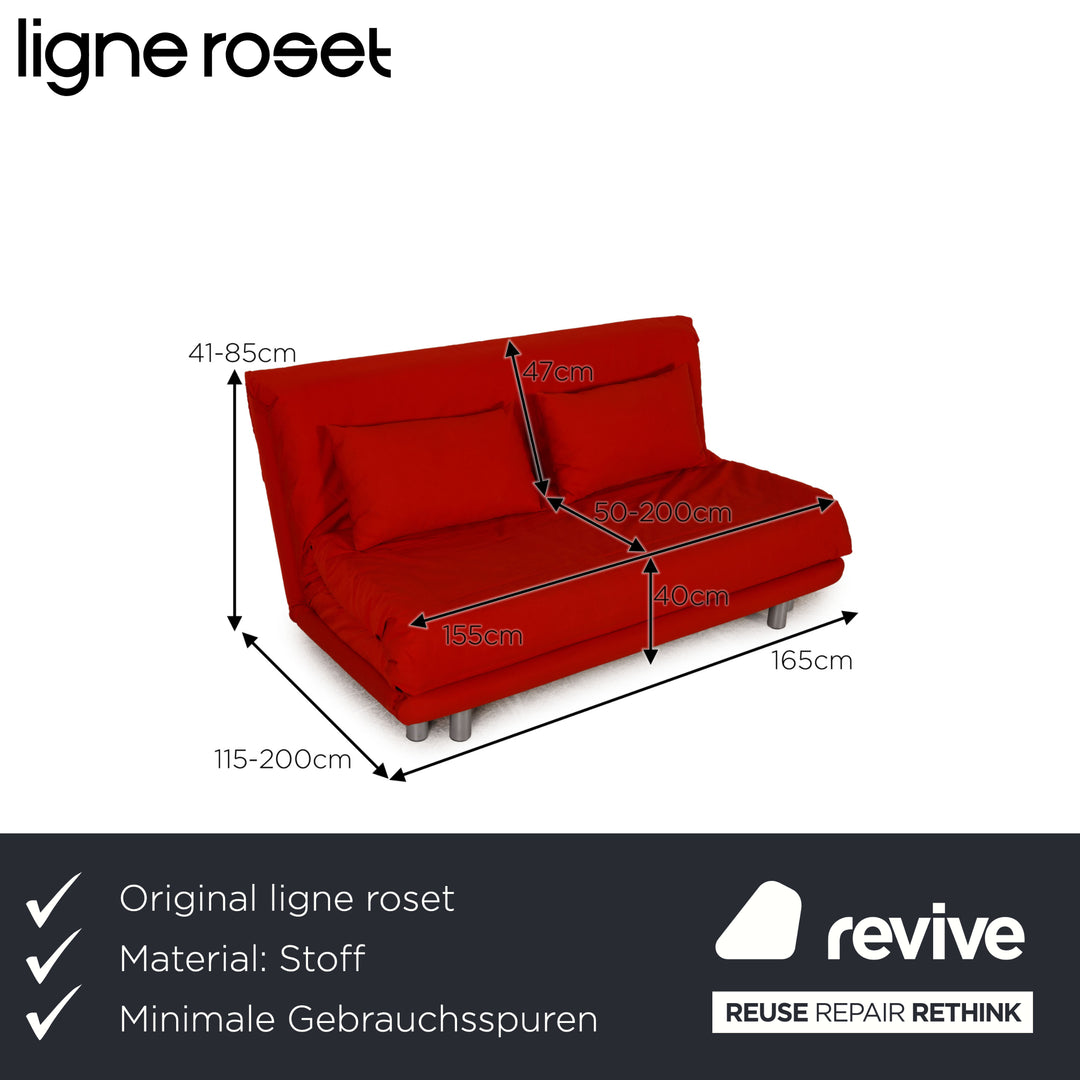 Ligne Roset Multy fabric sofa red three-seater couch function sleeping function