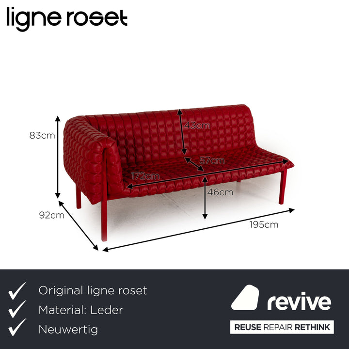 ligne roset Transat Cuir Ruché Canapé Rouge Canapé Méridienne Récamière