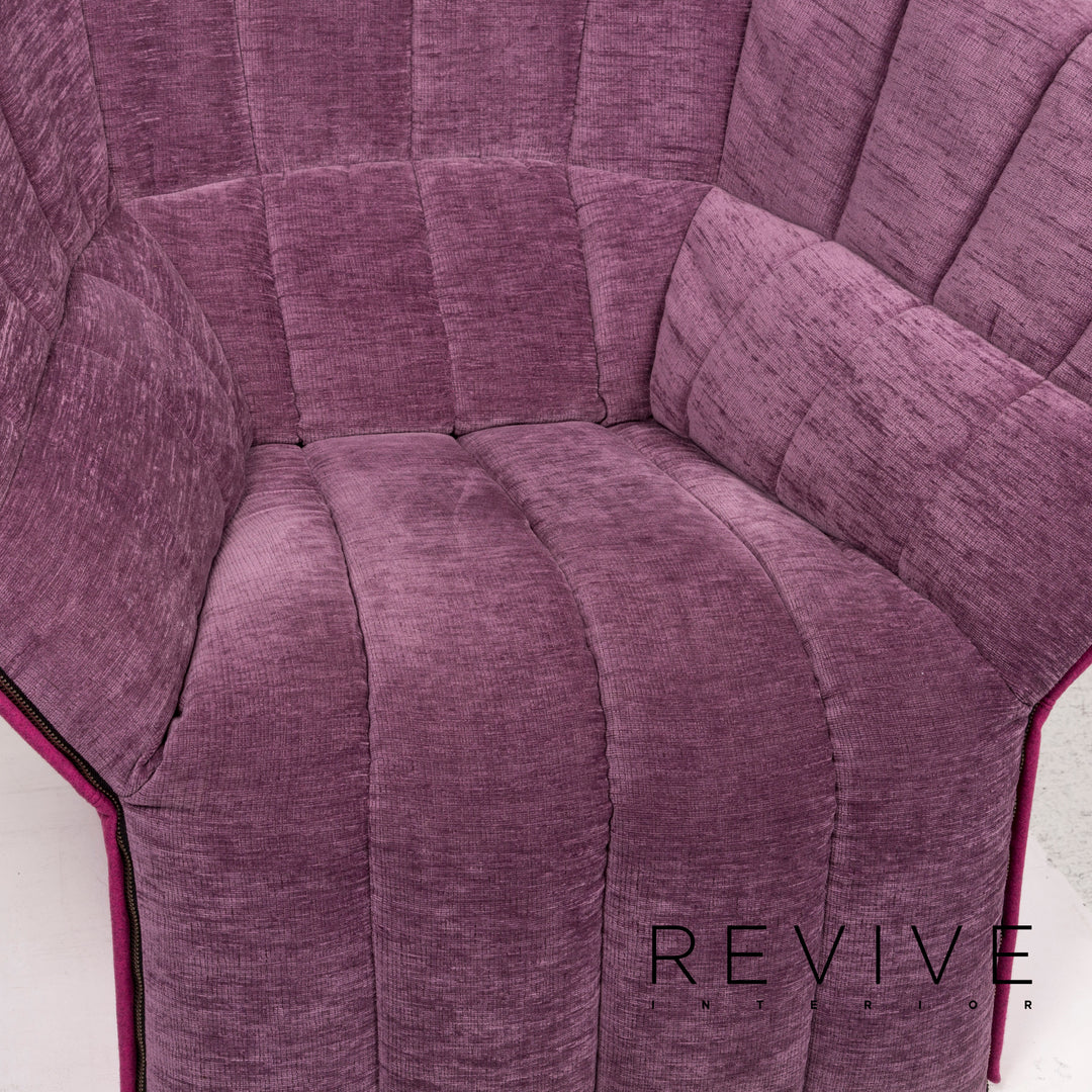 ensemble fauteuil en tissu ligne roset violet 1x fauteuil 1x tabouret #12644