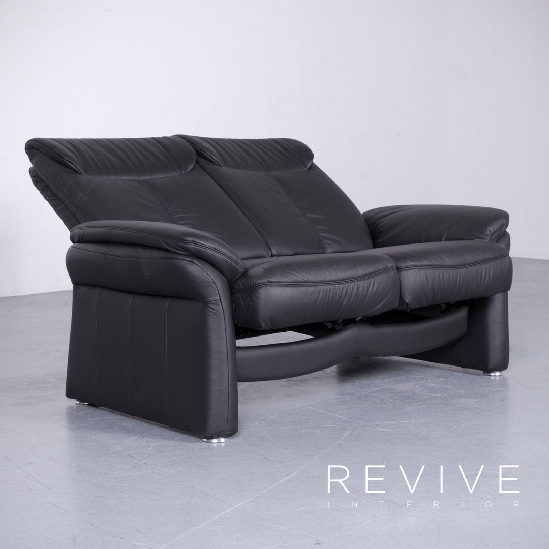 Casada Designer Leder Sofa Schwarz Zweisitzer Couch Funktion Modern Echtleder Ausstellungsstück #3480