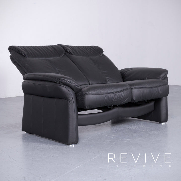 Casada Designer Leder Sofa Schwarz Zweisitzer Couch Funktion Modern Echtleder Ausstellungsstück #3480