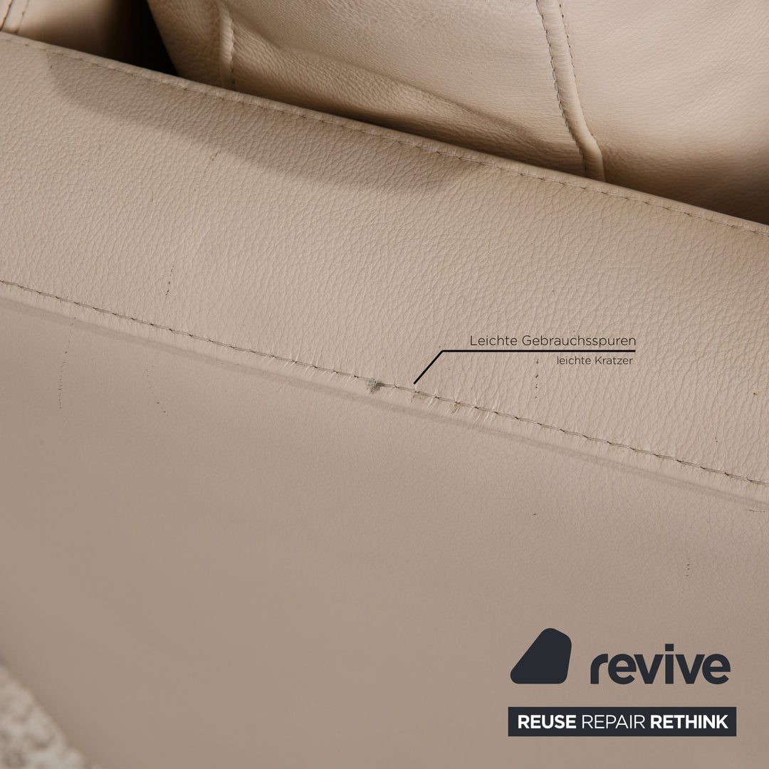 Machalke Crack Leder Sofa Creme Ecksofa Couch