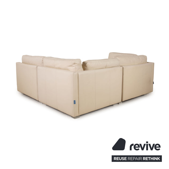 Machalke Crack Leder Sofa Creme Ecksofa Couch