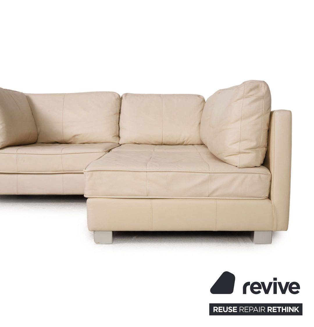 Machalke Crack Leder Sofa Creme Ecksofa Couch