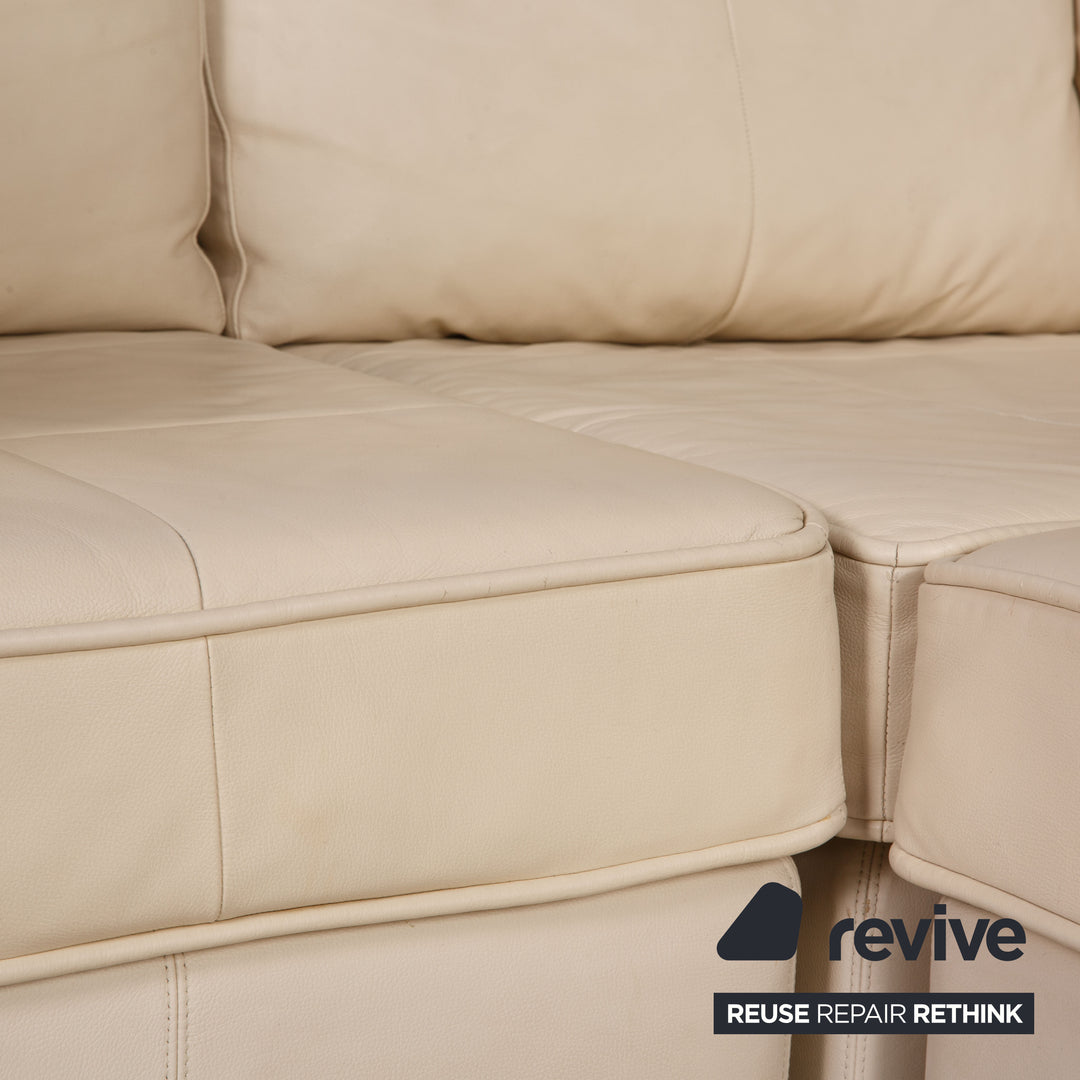 Machalke Crack Leder Sofa Creme Ecksofa Couch