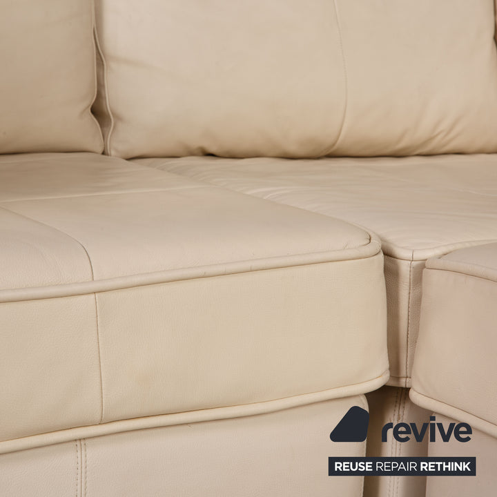 Machalke Crack Leder Sofa Creme Ecksofa Couch