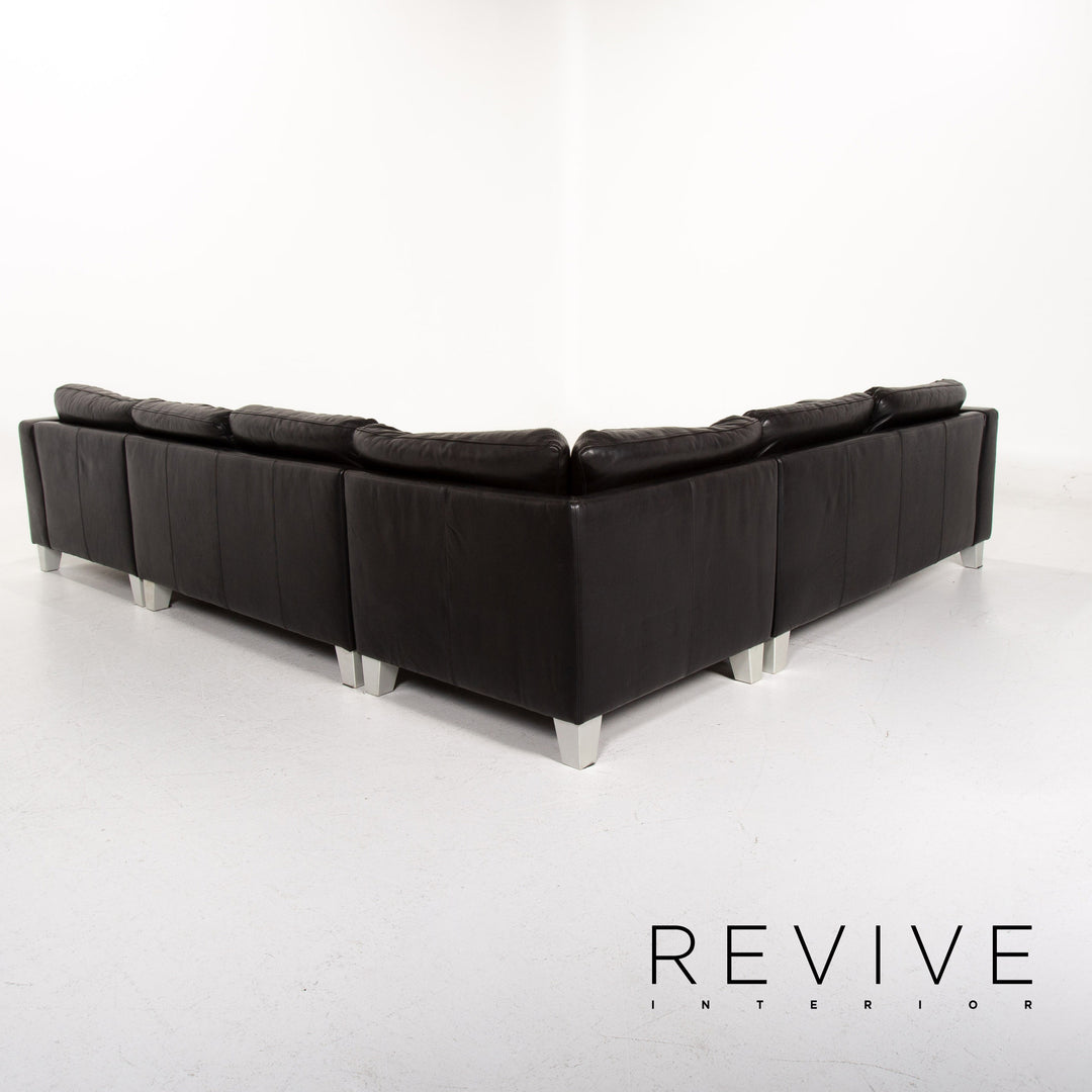 Machalke Leather Corner Sofa Black Sofa Couch #14353