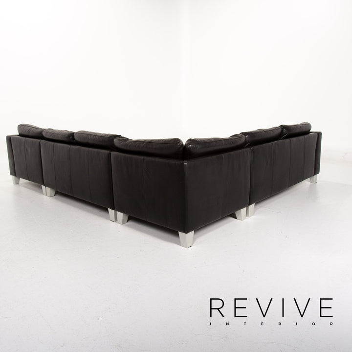 Machalke Leather Corner Sofa Black Sofa Couch #14353