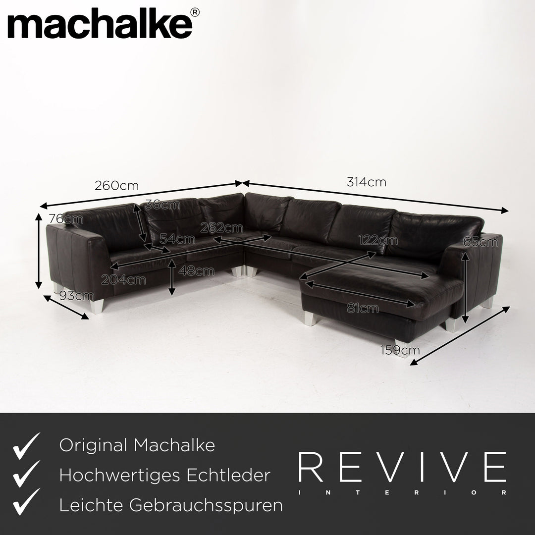 Machalke Leather Corner Sofa Black Sofa Couch #14353
