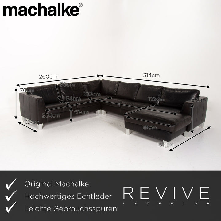 Machalke Leather Corner Sofa Black Sofa Couch #14353