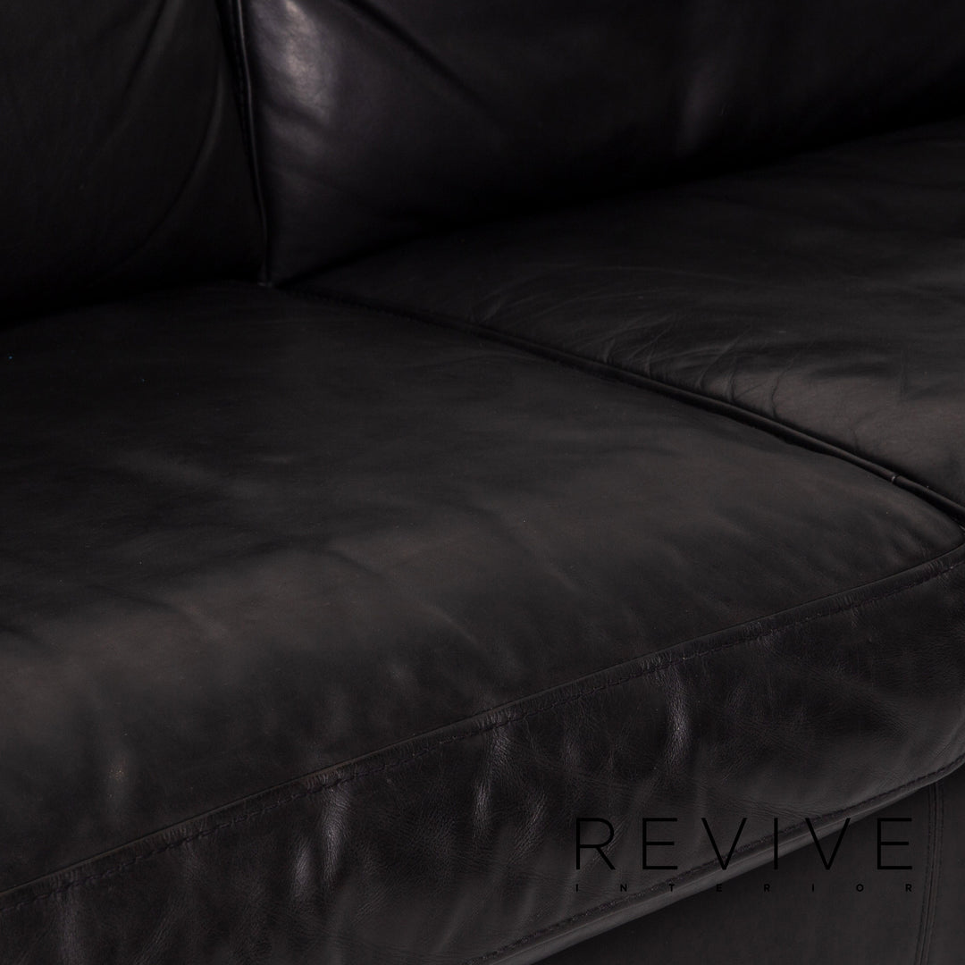 Machalke Leather Corner Sofa Black Sofa Couch #14353