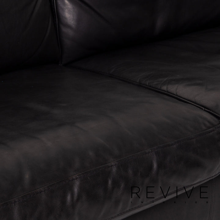 Machalke Leather Corner Sofa Black Sofa Couch #14353