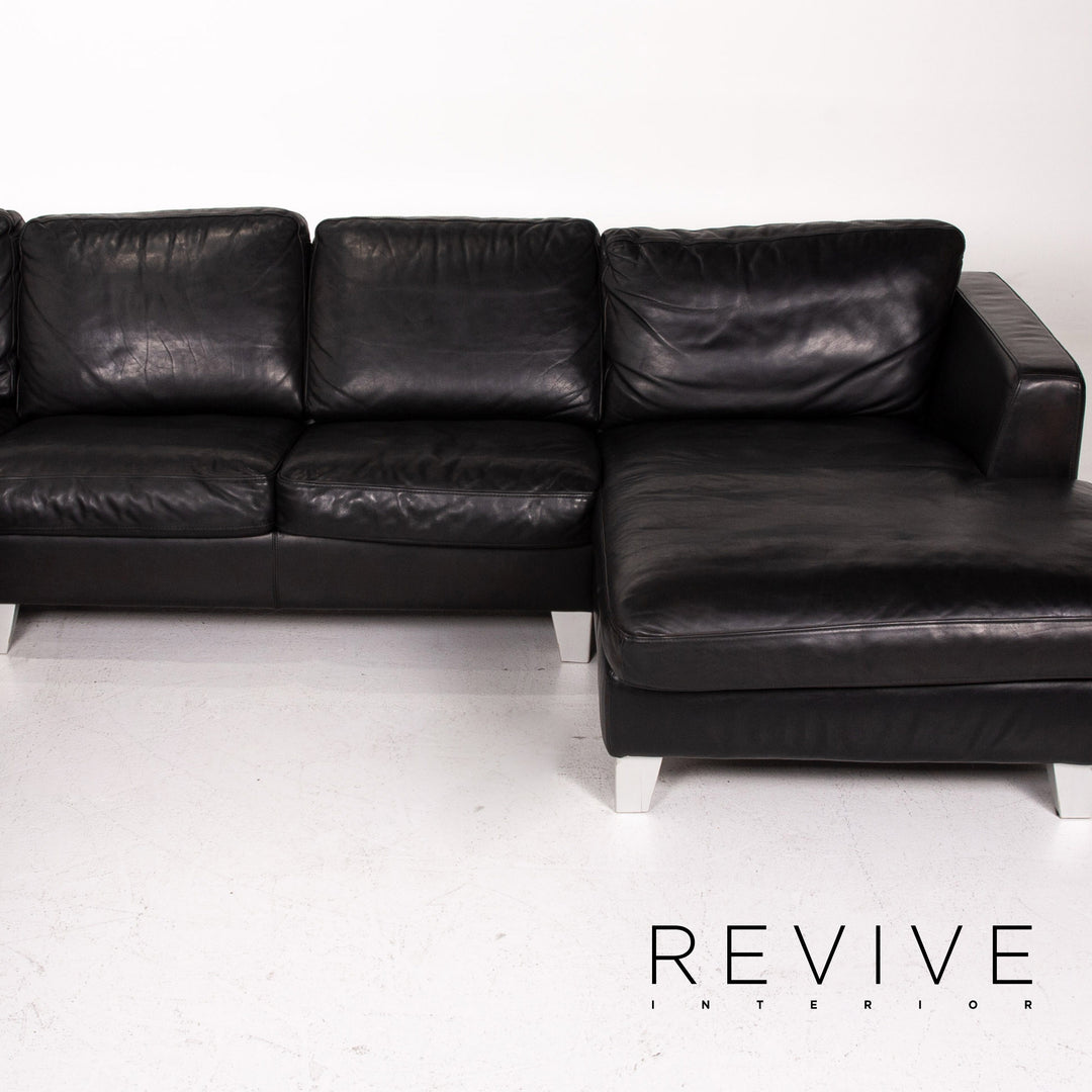 Machalke Leather Corner Sofa Black Sofa Couch #14353
