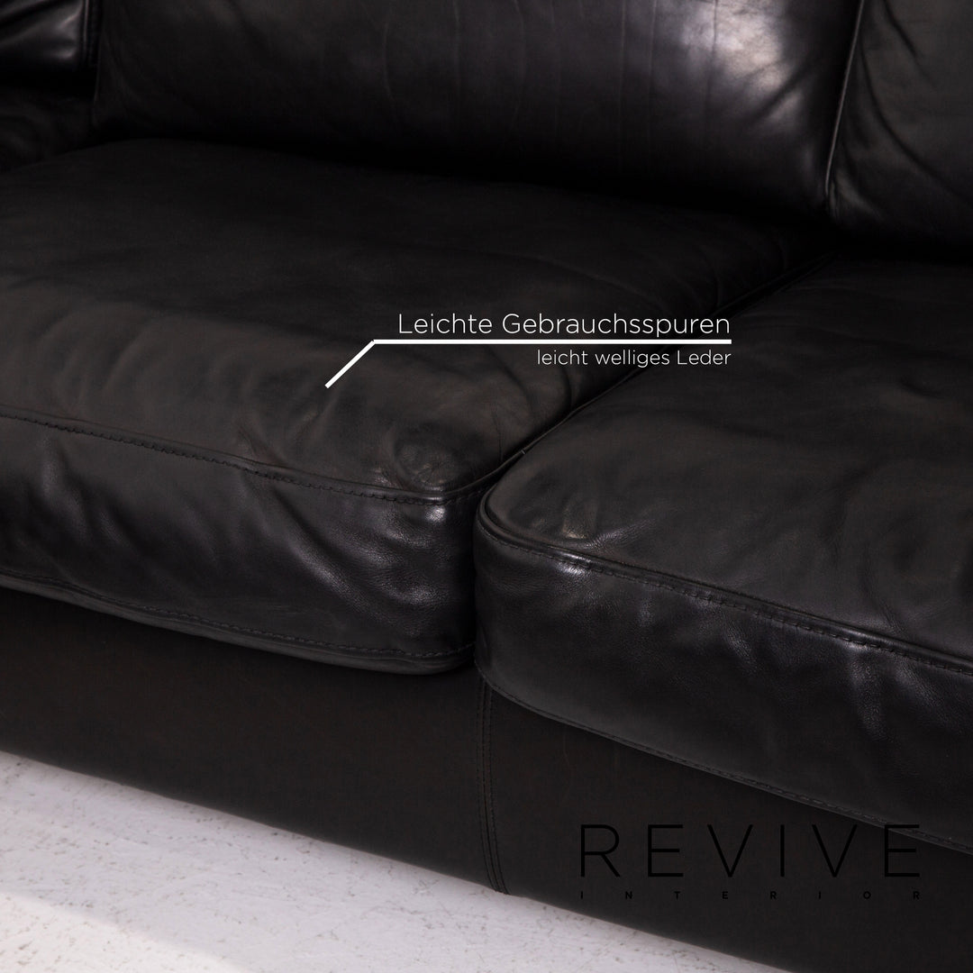 Machalke Leather Corner Sofa Black Sofa Couch #14353