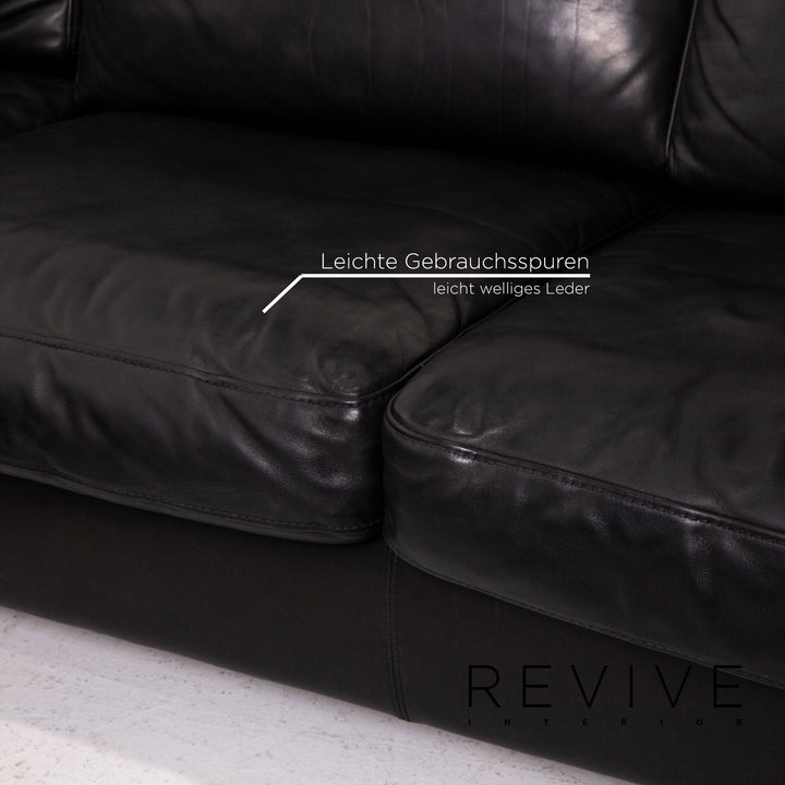 Machalke Leather Corner Sofa Black Sofa Couch #14353